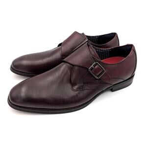 Stacy Adams Karcher Plain Toe Monk Strap Shoes Burgundy Size US10.5M EU43
